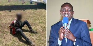 A photo collage of a boy arrested for crashing an aircraft in Gilgil, Nakuru County and a photo of Kapsaret MP Oscar Sudi speaking at a past function. 
