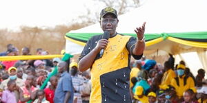 Deputy President William Ruto speaking in a rally in Kajiado County on Saturday, October 30