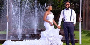 Muthoni wa Mukiri and her husband at their wedding ceremony at the Windsor Country Club on Saturday, November 20