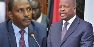 From left to right: Cabinet Secretary Treasury Ukur Yatani and Health Cabinet Secretary, Mutahi Kagwe