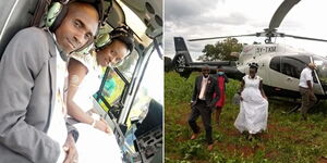 Newlyweds Ann and Victor enjoy a chopper ride on Saturday, October 9, 2021