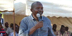 Tharaka Nithi Senator Kithure Kindiki addresses a gathering in his county in 2019