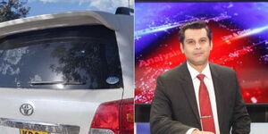 Photo collage between Landcruiser V8 and Pakistani Journalist Arshad Sharif