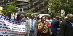 varsity lecturers demanding salary increase during a protest on March 2018.