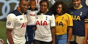 Victor Wanyama's family posing for a photo in December 2016 after the footballer flew them to London in order to watch his matches.