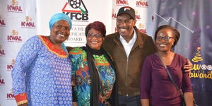 Mary Khavere alias Mama Kayai, Vioja Mahakamani Judge Lucy Wangui, MCSK boss Ezekiel Mutua and Lavender of Inspector Mwala during an event on September 15, 2018