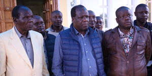 Center, Former Kakamega governor, Wycliffe Oparanya speaking to the press in September 20, 2022