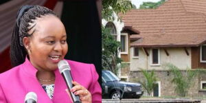 Collage of Anne Waiguru and disputed Kitisuru home