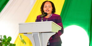 Kirinyaga governor, Anne Waiguru, at the inaugural caucus of elected Kenya Kwanza coalition governors, senators, woman representatives at Karen, Nairobi on August 17, 2022