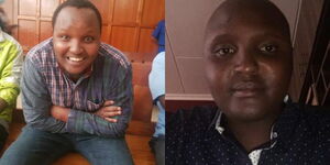 A side by side photo of Brian Ndung'u's picture taken before and after his prison experience.