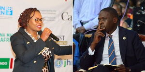A photo collage of Githunguri MP Gathoni Wamuchomba and Nairobi County Governor Johnson Sakaja