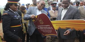 File Photo of tycoon  Isaac Maina Wandere together with interior Cabinet Secretary Fred Matiang'i at a past state function
