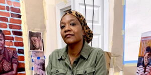 A portrait of Wangari Mathenge in her studio. 