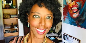 Wanja Michuki poses for a photo inside her Be Bold offices in Nairobi.