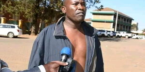  A photo of half-clad Wanjiru Njuguna at Eldoret Police Station after alleged abduction on February 12, 2021