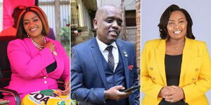 Photo collage of former Laikipia woman representative Catherine Waruguru, Dennis Itumbi and former Nominated Senator Milicent Omanga