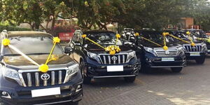 Toyota Prado vehicles in a wedding convoy 