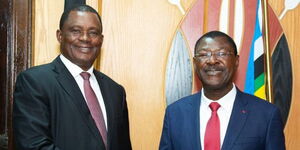 NA Speaker Moses Wetangula and Attorney General Justin Muturi at Parliament Building, Nairobi.