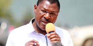 Bungoma Senator Moses Wetangula addresses a gathering in Busia in 2018