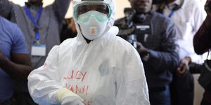 A health practitioner in protective gear at Coronavirus treatment and isolation facility in Mbagathi District Hospital, Nairobi on Friday, March 6, 2020.