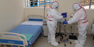 Medical practitioners at a Coronavirus isolation and treatment facility in Mbagathi District Hospital on Friday, March 6, 2020.