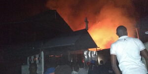 the fire incident at Transami in Pipeline, Nairobi on May 30, 2020.