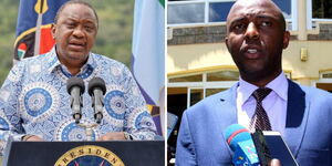 A collage image of President Uhuru Kenyatta and Senate Majority Chief Whip Irung Kang'ata.