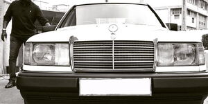 Jeff Koinange unveiling the Mercedes W124 series as his Valentine's Day gift for his mother