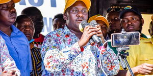 UDA candidate Urbanus Ngengele campaigning on January, 26, 2021 in Machakos town.