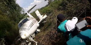 A plane crash lands at Racecourse along Ngong road.