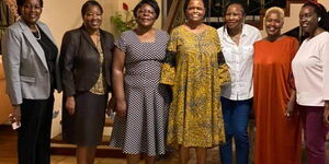 CJ Nominee Martha Koome (center) alongside her friends and lawyer counterparts Judy Thongori, Nancy Baraza, Martha Karua, Muthoni (red) 