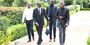 Kapseret MP Oscar Sudi flanked by Raila Odinga junior on Wednesday, May 26
