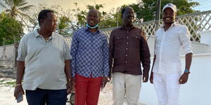 ODM leader Raila Odinga meeting with Cotu boss Francis Atwoli, MP Caleb Amisi & Davidson Wakairu in Kilifi on July 20, 2021