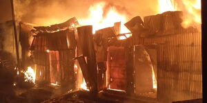 Fire burns down a section of Gikomba market on August 6, 2021