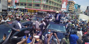 Scores of Nakuru residents congregate as ODM leader Raila Odinga addresses the masses on Tuesday, August 17.