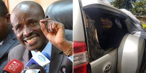 A collage image of Nominated Member of Parliament Wilson Sossion and a photo of his vehicle
