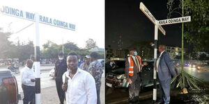A road signage named after Raila Odinga by the Nairobi County on Friday, November 5