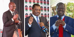 A collage of Deputy President William Ruto, National Assembly Speaker Justin Muturi and ODM leader Raila Odinga. 
