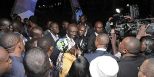 DP Ruto arrives at the debate accompanied by a mama mboga 