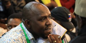 Elgeyo Marakwet senator Kipchumba Murkomen waiting for official presidential election result at Bomas of Kenya on August 15, 2022