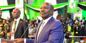 Deputy President-elect William Ruto  giving his speech after being declared the winner of the August 9  presidential polls at Bomas of Kenya on August 15, 2022
