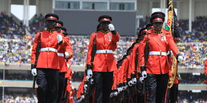 A military parade at Kasarani Stadium on September 13, 20222