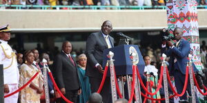 President William Ruto reads his speech at Kasarani Stadium after being sworn-in as Kenya's fifth president on Tuesday, September 13, 2022