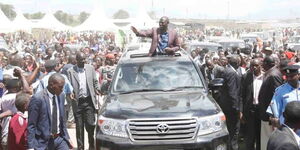 Deputy President addresses a crowd at Kasarani, Gilgil, Nakuru County on Friday, February 28, 2020