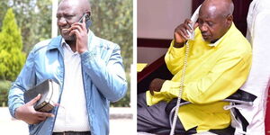 William Ruto (Left) and Ugandan President Yoweri Museveni (Right) on a phone call 