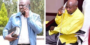 William Ruto (Left) and Ugandan President Yoweri Museveni (Right) on a phone call