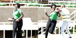 Winnie Nyar Kasagam was running with a brick at hand during a Gor Mahia game on February 13, 2022.