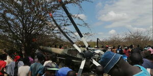 Witnesses at the accident scene in Machakos on Monday, July 13, 2020.