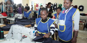 Women sew at the Kitui County Textile Centre (KICOTEC) on October 27, 2018.