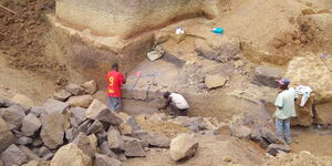 Workers pictured at a quarry.